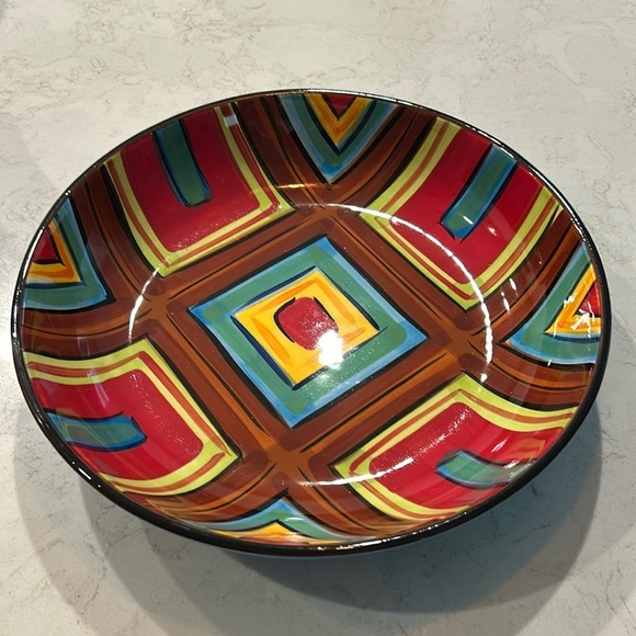 Southern Living at Home Gail Pittman Brio Large Bowl Red Brown Yellow - Picture 1 of 4